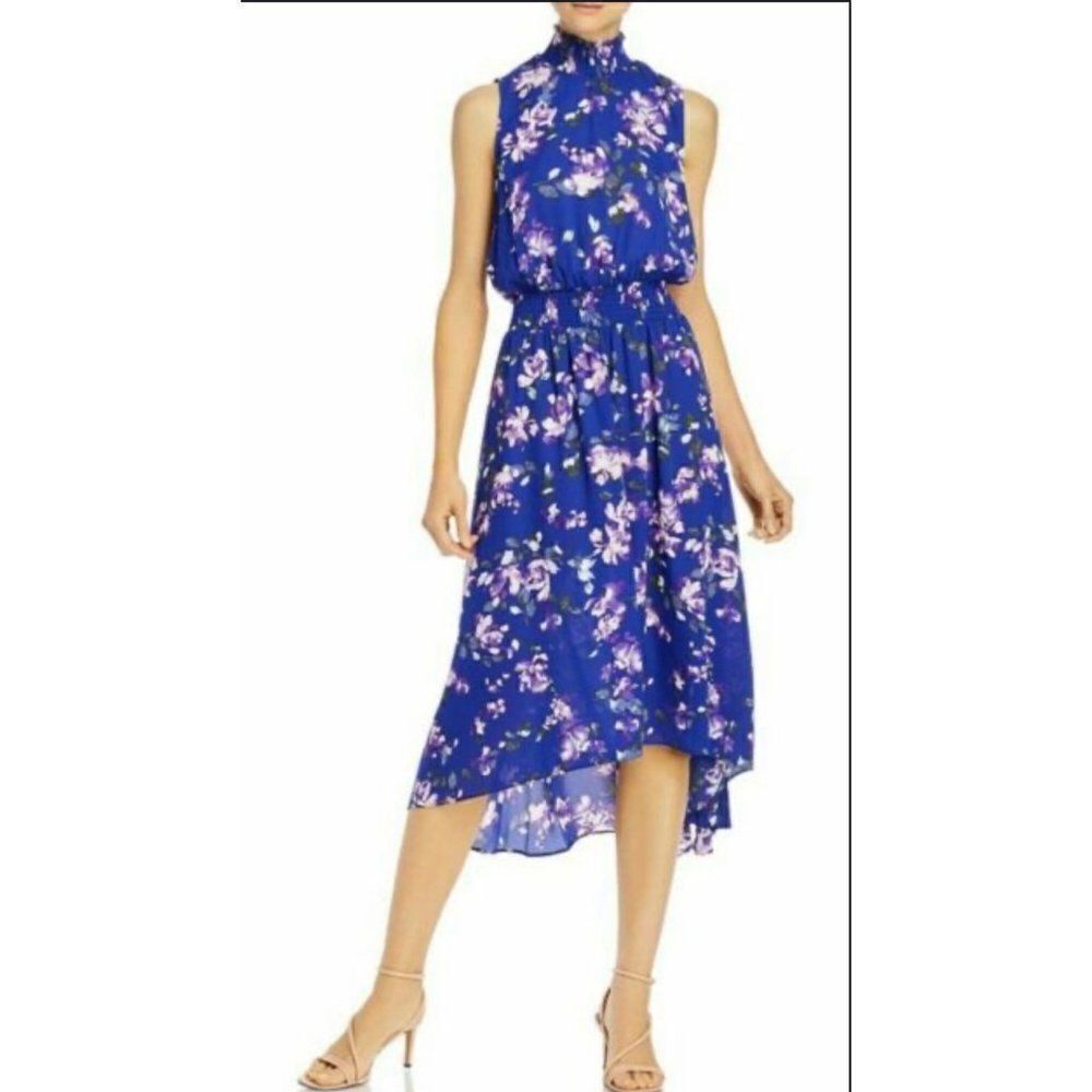 Nanette Lepore Women  Floral Sleeveless Turtleneck Hi-Low Shift Dress 8